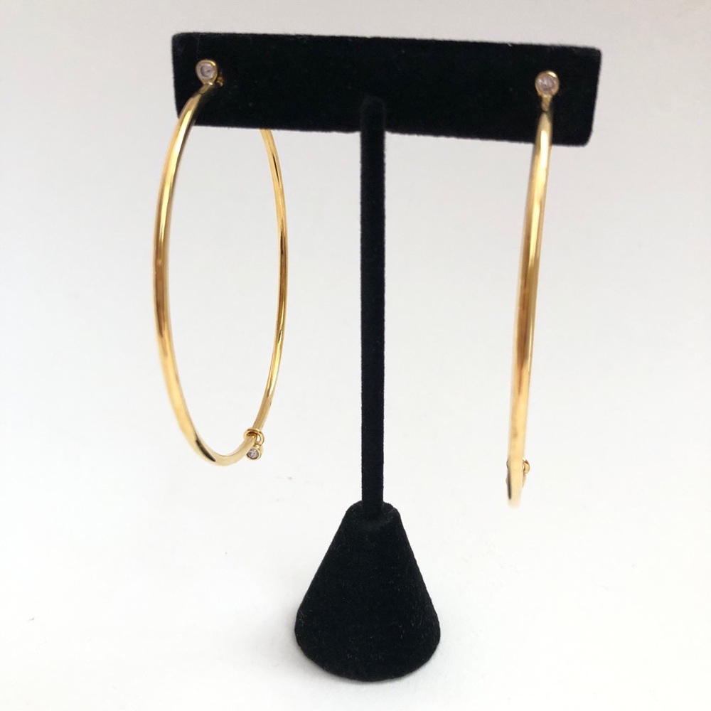 Melanie Auld Vermeil Yellow Gold Hoop Post Earrings With CZ Dangle